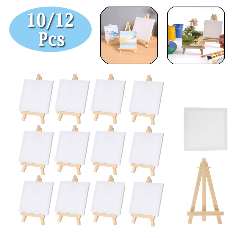Kids Art Easel - 10/12pcs Mini Canvas and Easel Set,