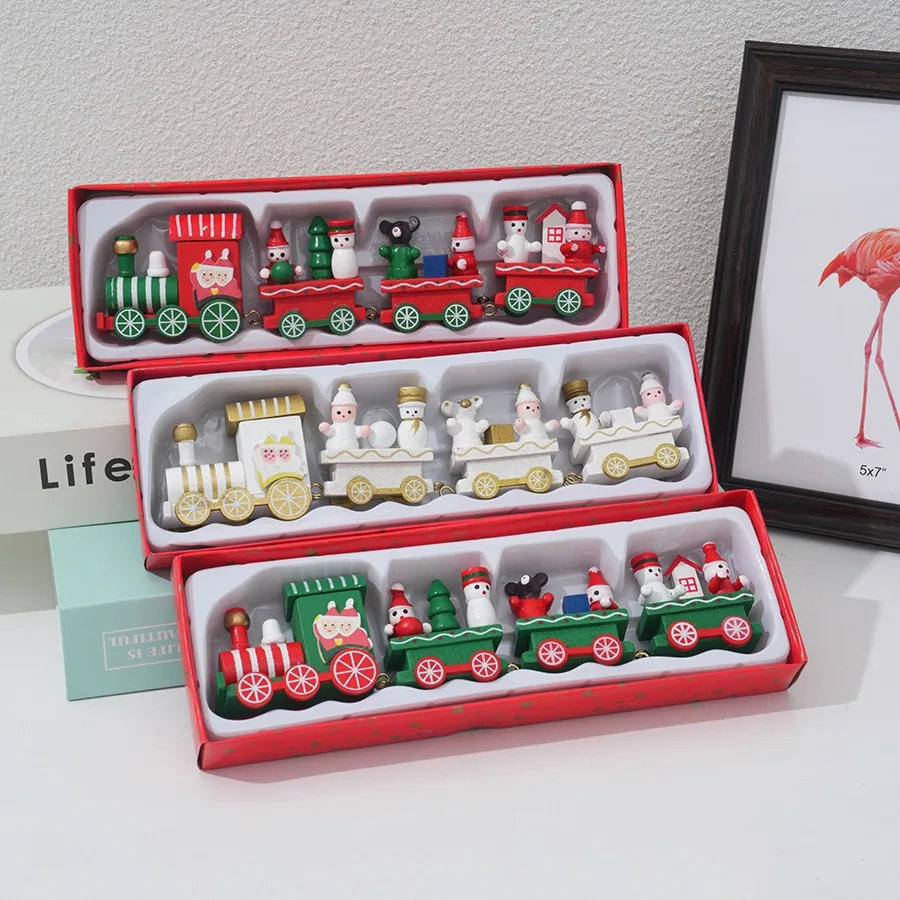 Top Kids Xmas Toys - Christmas Train Painted Wooden Mini Train