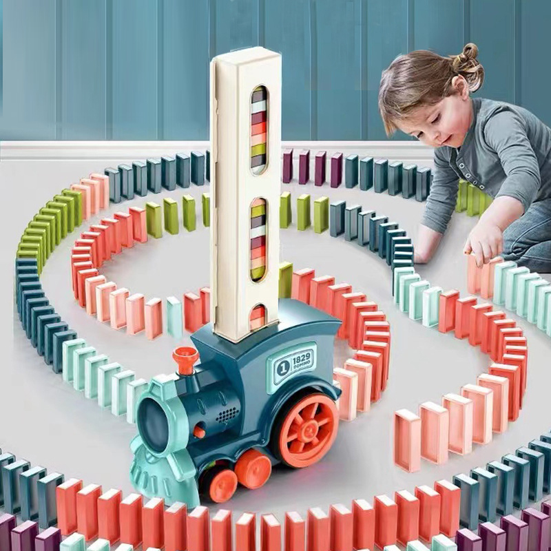 Kids Toys Electric Car - Automatic Laying Domino Train Electric Car