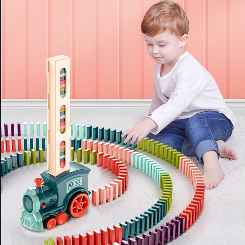 Kids Toys Electric Car - Kids Electric Domino Train Car Set