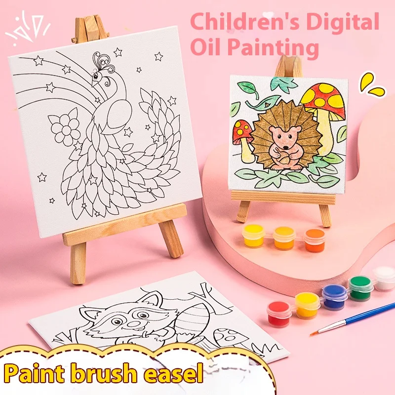 Kids Art Easel - Children DIY Coloring Suit Cartoon Animals
