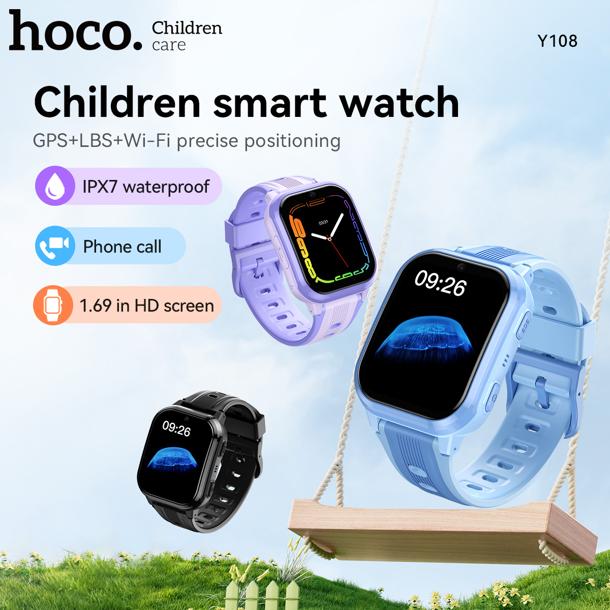 Kids Smartwatch Gps - HOCO Y108 1.69inch HD LCD Curved
