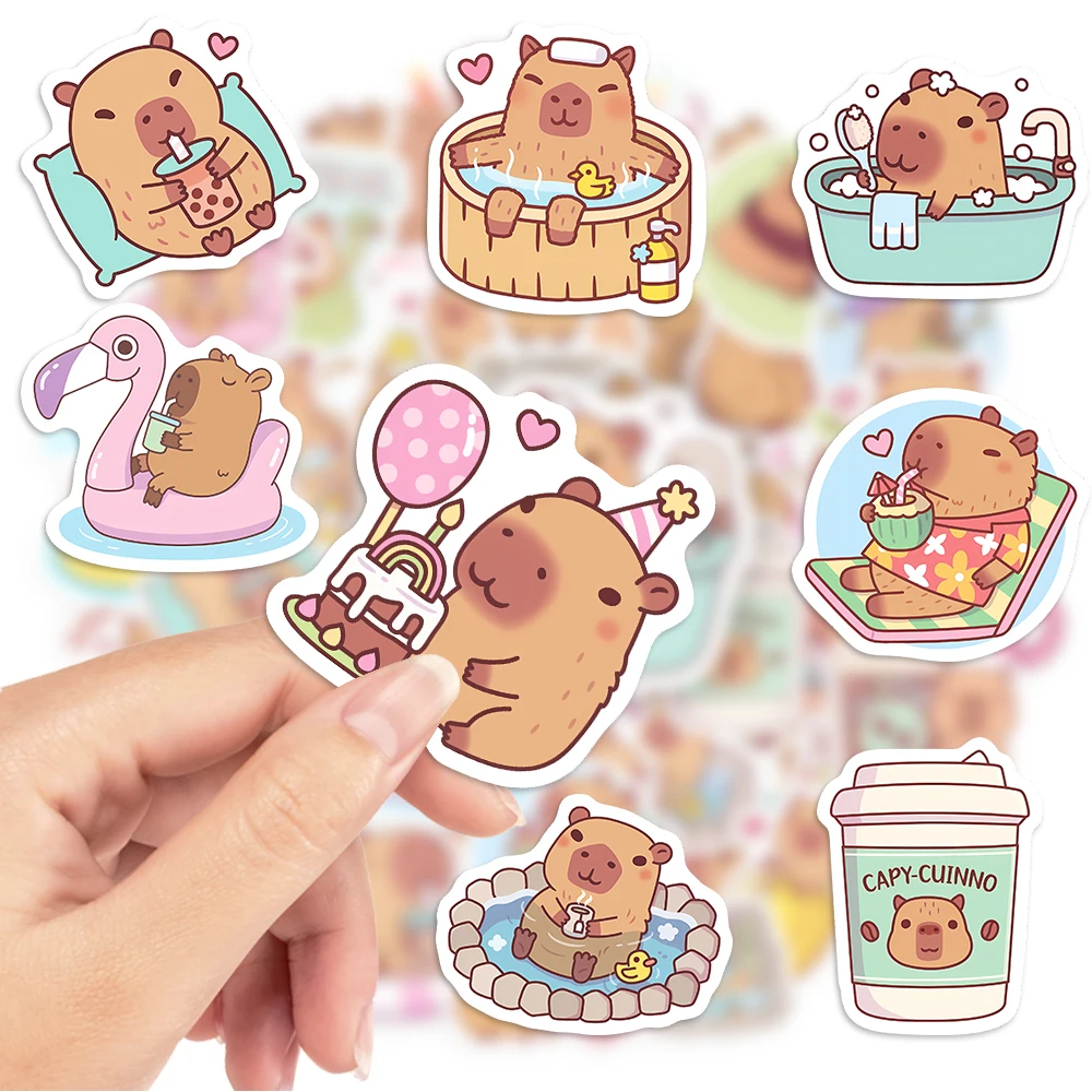 Cute Capybara Cafe Stickers Ca - Kids Toys Laptop review and price