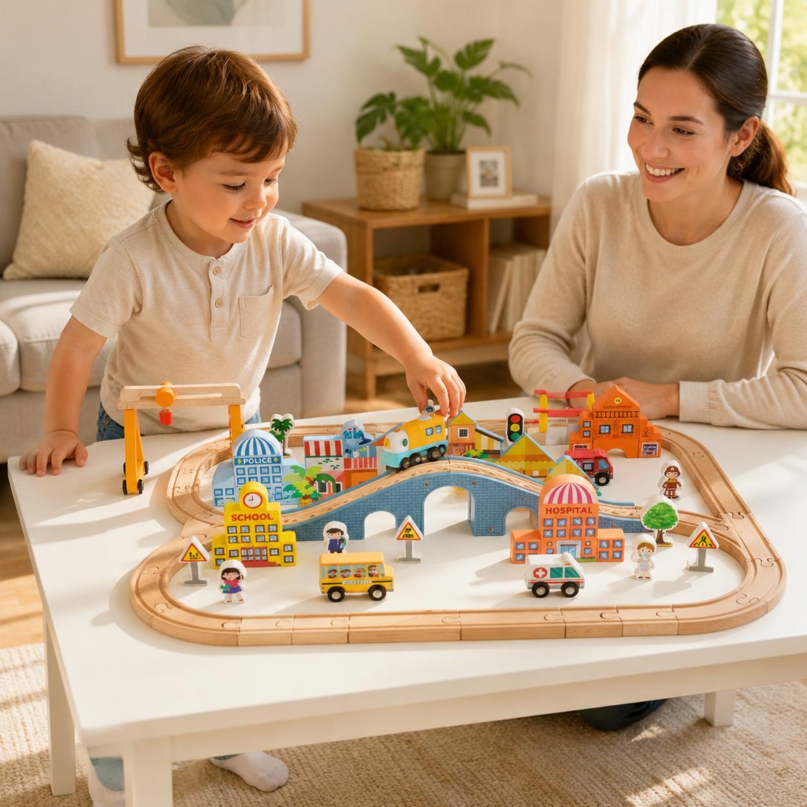 Wooden Train Set Educational W - Kids Toys Brand review and price