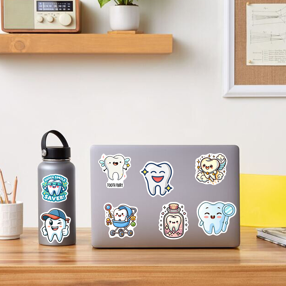 Adorable Cartoon Teeth Sticker - Kids Toys Laptop review and price